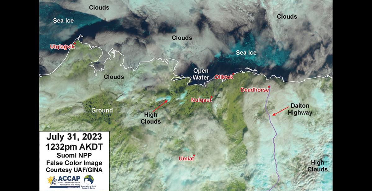 Graphic courtesy Rick Thoman/UAF ICE COVER— Some sea ice remains off Oliktok Point, where the fault in the Quintillion fiberoptic cable occurred. A repair ship is underway to fix the break.