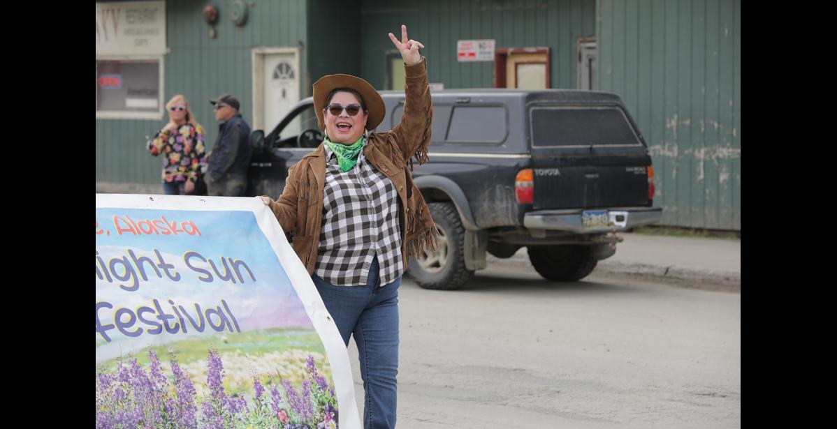 Photo by Diana Haecker Briday Green leads the Midnight Sun parade on June 21, 2025