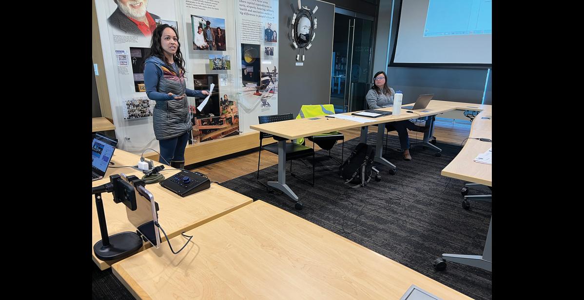 Photo by Diana Haecker APPEAL— Rexodus Pomrenke appealed the city clerk’s decision that deemed her ineligible for candidacy for municipal office. Listening is outgoing council member Meghan Sigvanna Tapqaq, who chaired the council meeting in the absence of the mayor.