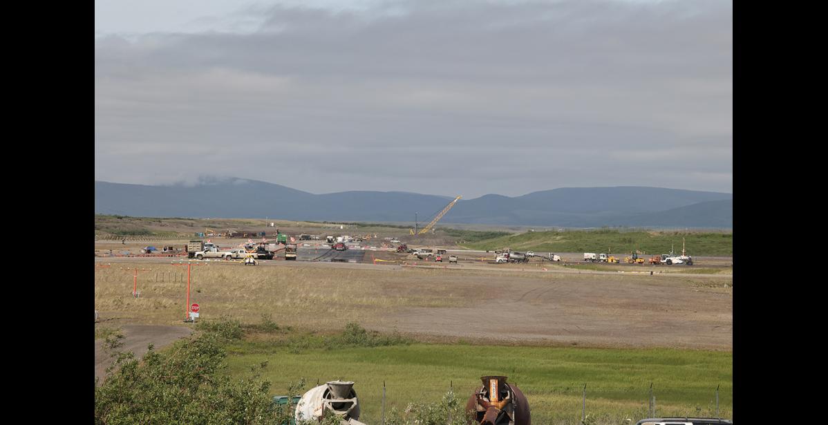 Photo by Diana Haecker RUNWAY CONSTRUCTION— The runway 10-28 is undergoing construction work, and will be closed for airtraffic until August 1.
