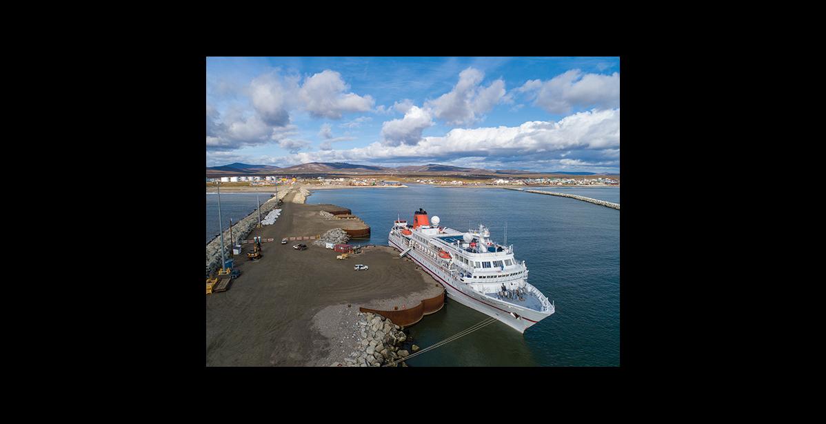 Photo by James Mason PORT EXPANSION— An Army Corps of Engineers study looked at extending the port causeway, shown here on the left, and the port basin deepened to minus 40 feet.