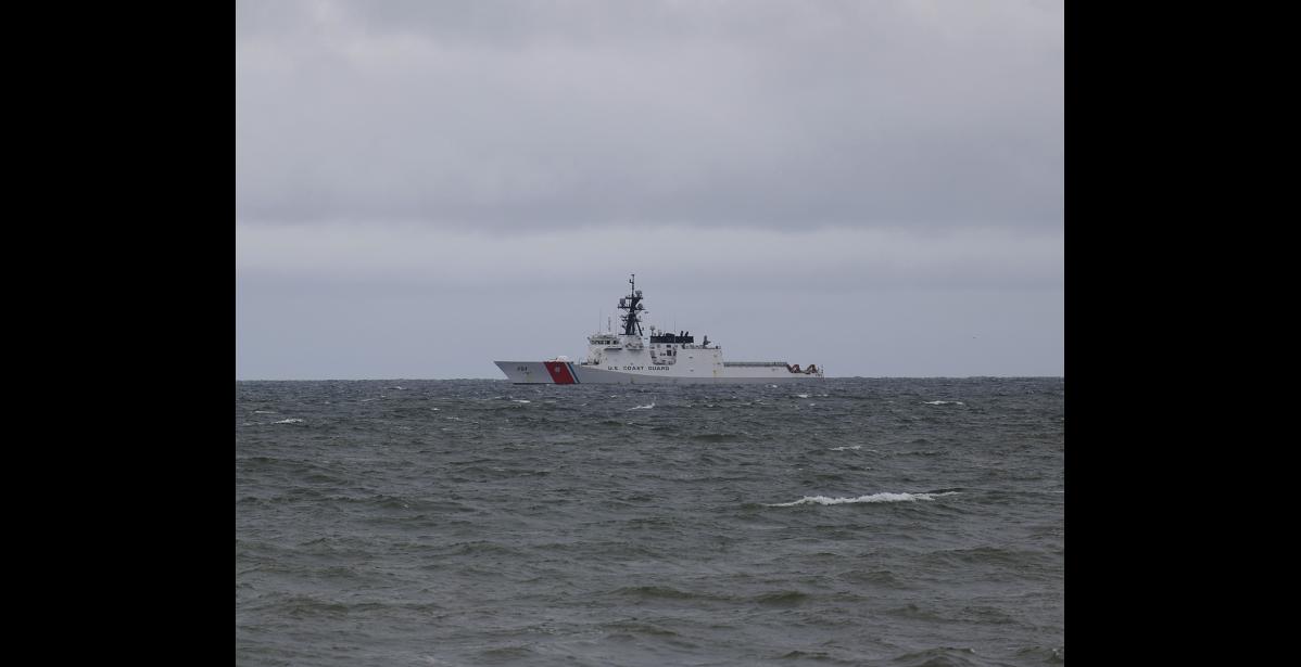 Photo by Nils Hahn COAST GUARD— The USCG Waesche, a legend-class national security cutter, sits in the Nome roadstead on Monday, August 11. The U.S. Coast Guard is currently carrying out its Operation “Frontier Sentinel.”