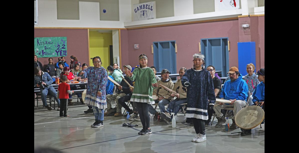 Photo by Megan Gannon GAMBELL — The dancers and singers from Gambell performed second to last on Sunday night.