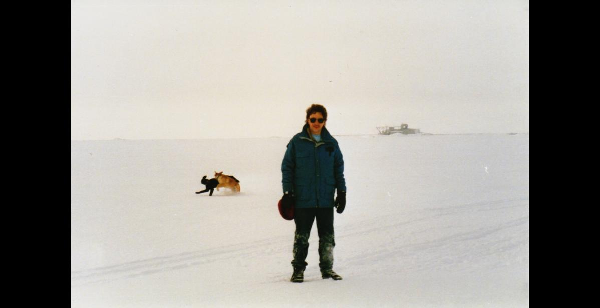 Photo courtesy Rick Thoman Rick Thoman stands before the giant BIMA dredge on the icy Bering Sea in the spring of 1989. The bucket-line dredge was used to mine seafloor gold deposits until 1990 when engineers would routinely consult with Thoman, a NWS weather observer at the time, about the region's climate and weather activity.