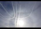 Photo by Nils Hahn INCREASED TRAFFIC— Nomeites noticed increased air traffic as seen in the busy contrails pattern in the sky as U.S. F-22 responded to six Russian bombers and fighter jets approaching the Alaska Air Defense Zone, on May 20.