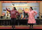Photo by Anna Lionas FAMILY FUN — Cousins Asaaluk Nichols and Kaitlyn Painter dance together during the performance of the King Island Dance Group.