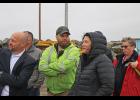 Photo by Megan Gannon ORT TOUR — BSNC interim CEO Dan Graham, Harbormaster Lucas Stotts, SBA Administrator Isabella Casillas Guzman and Port Director Joy Baker looked at cargo coming into Nome last week.