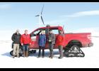 VISITOR—Senator Lisa Murkowski poses at the Banner Ridge Wind Farm with, from left, Nome’s Washington D.C. lobbyist Jay Sterne, Mayor John Handeland, Derek McLarty and Ken Morton.