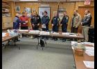 NOME’S LAW ENFORCEMENT SERVICE—Nome police officers turned out for a Nome Common Council meeting Dec. 9 where their newest member, Austin Martino took his oath of office. (l to r) Jonathan Jachim, from Fairbanks; Interim Chief Mike Heintzelman, Virginia; Austin Martino, New York; Sgt. Marc Morris, Georgia;  Justin Stein, Idaho; Cordell Murray, Kentucky; Raymond Murray, Texas.
