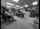 Photo by Diana Haecker Miner Shawn Pomrenke, left, addresses the Nome Common Council with the request for a permit to mine in the Moonlight Wells protective area.