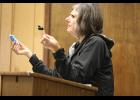 Photo by Diana Haecker VAPING PROBLEMS— NBMHS Principal Teriskovkya Smith addresses the Nome Common Council to inform them of the vaping crisis at the school.